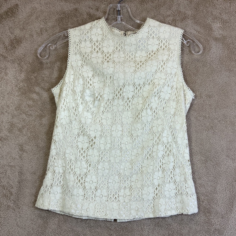 VTG‎ Lanz Original Lace Top Sleeveless XS Zip Up Back Coquette Steampunk EUC